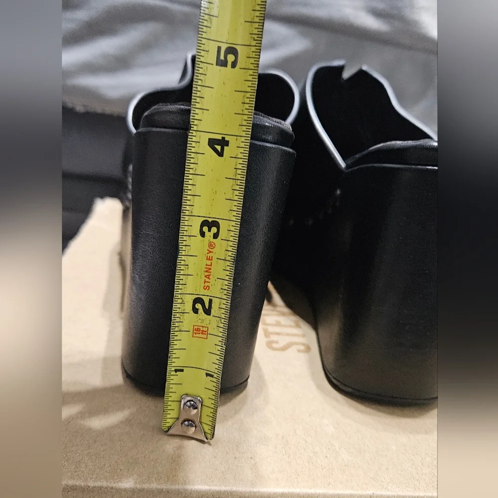 NWB Steve Madden Sadie black leather open toe Size 41 - Picture 5 of 12